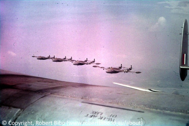 De Havilland DH.112 Venom FB.1 (RAF flown by RNZAF) in formation